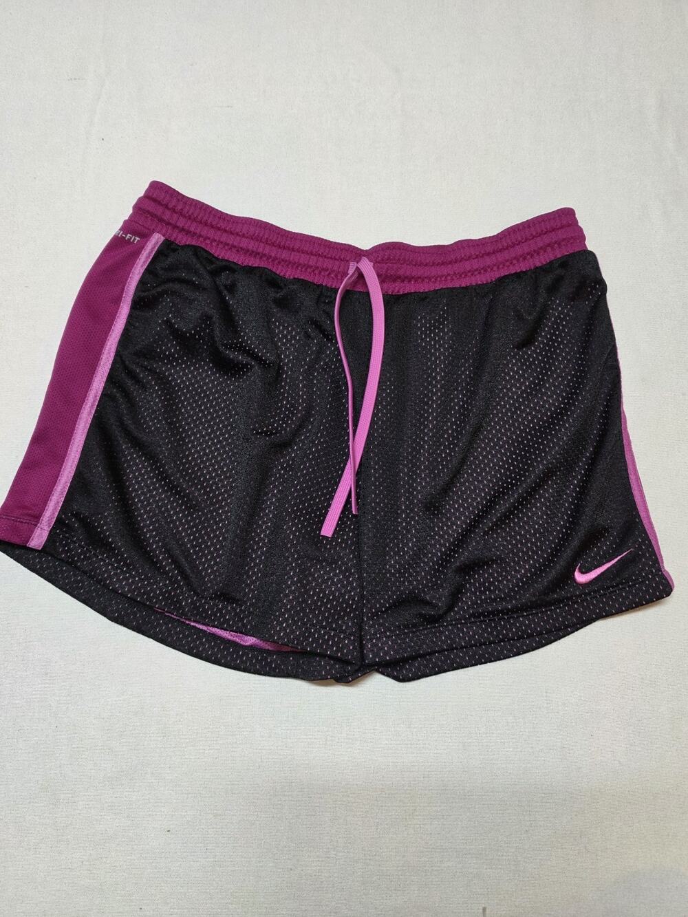 Nike Stay Cool Dri-FIT Mesh Running Shorts Gym Training Womens Large Black Pink